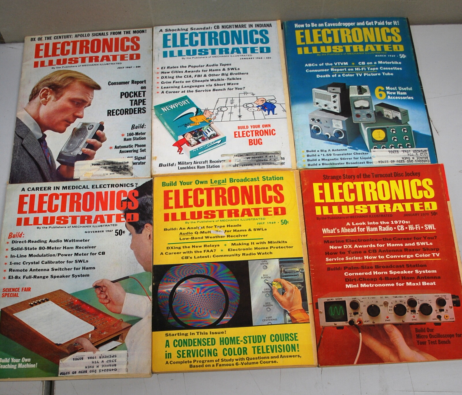 Rare  Electronics Illustrated  Magazine 6 Issues 1967-1970 Ships Worldwide