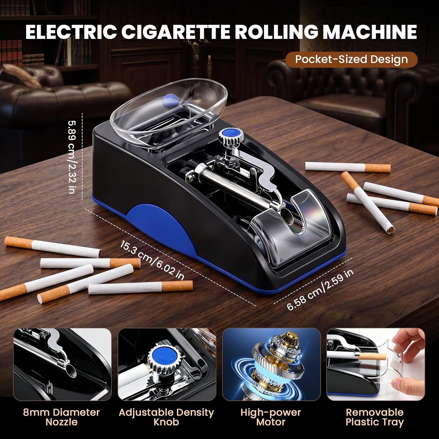 Automatic Electric Cigarette Rolling Machine Mini Tobacco Injector Roller