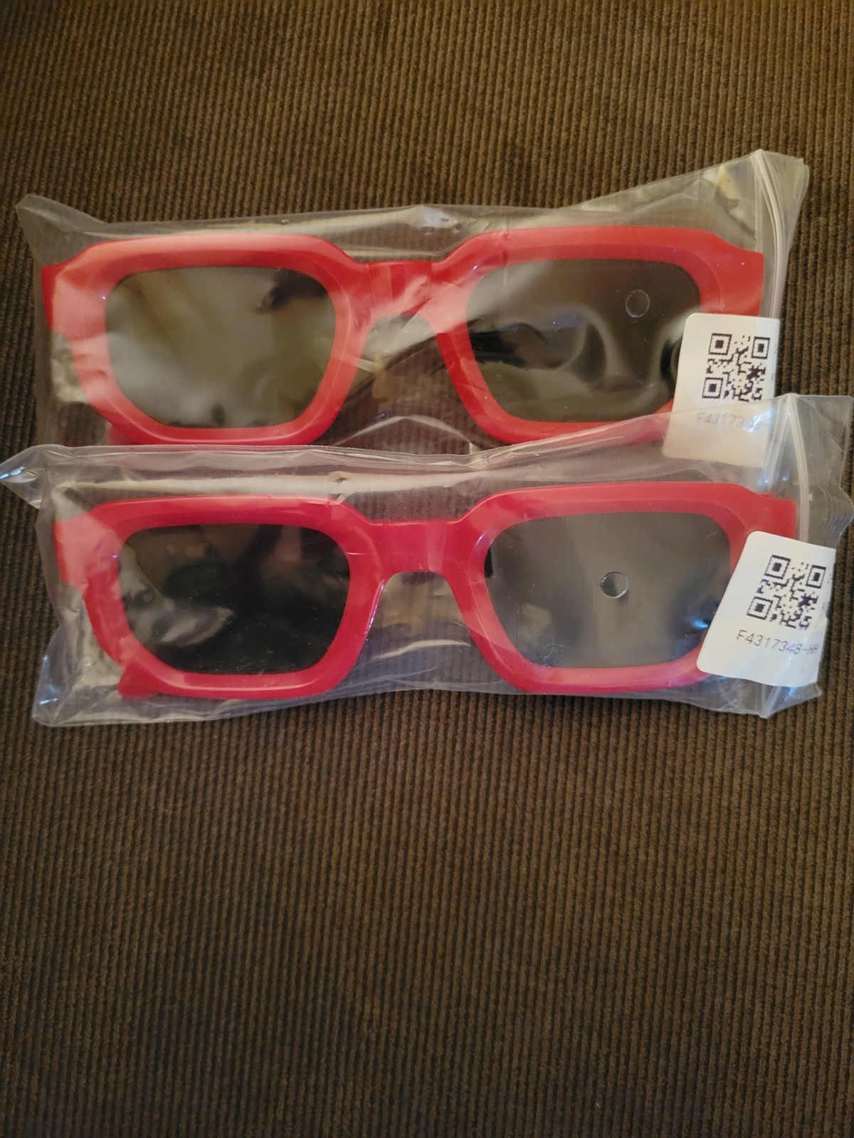Assorted 3D TV Glasses - Black, Clear, Red- Individually Packaged (12 total)