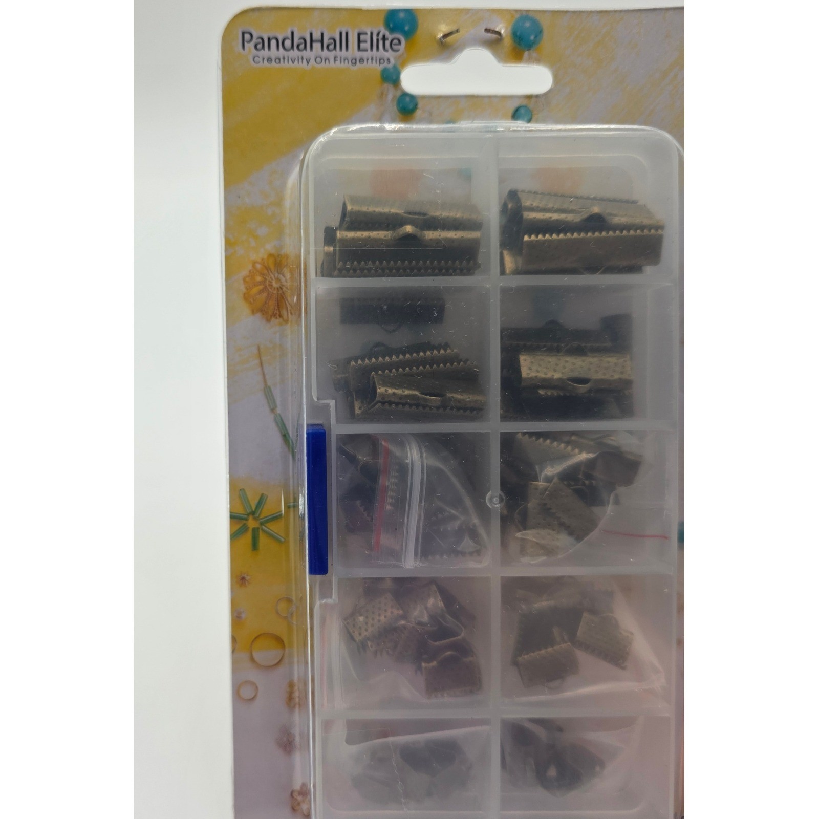 PandaHall Elite Antique Bronze Ribbon Crimp Ends Jewelry Making Findings Kit