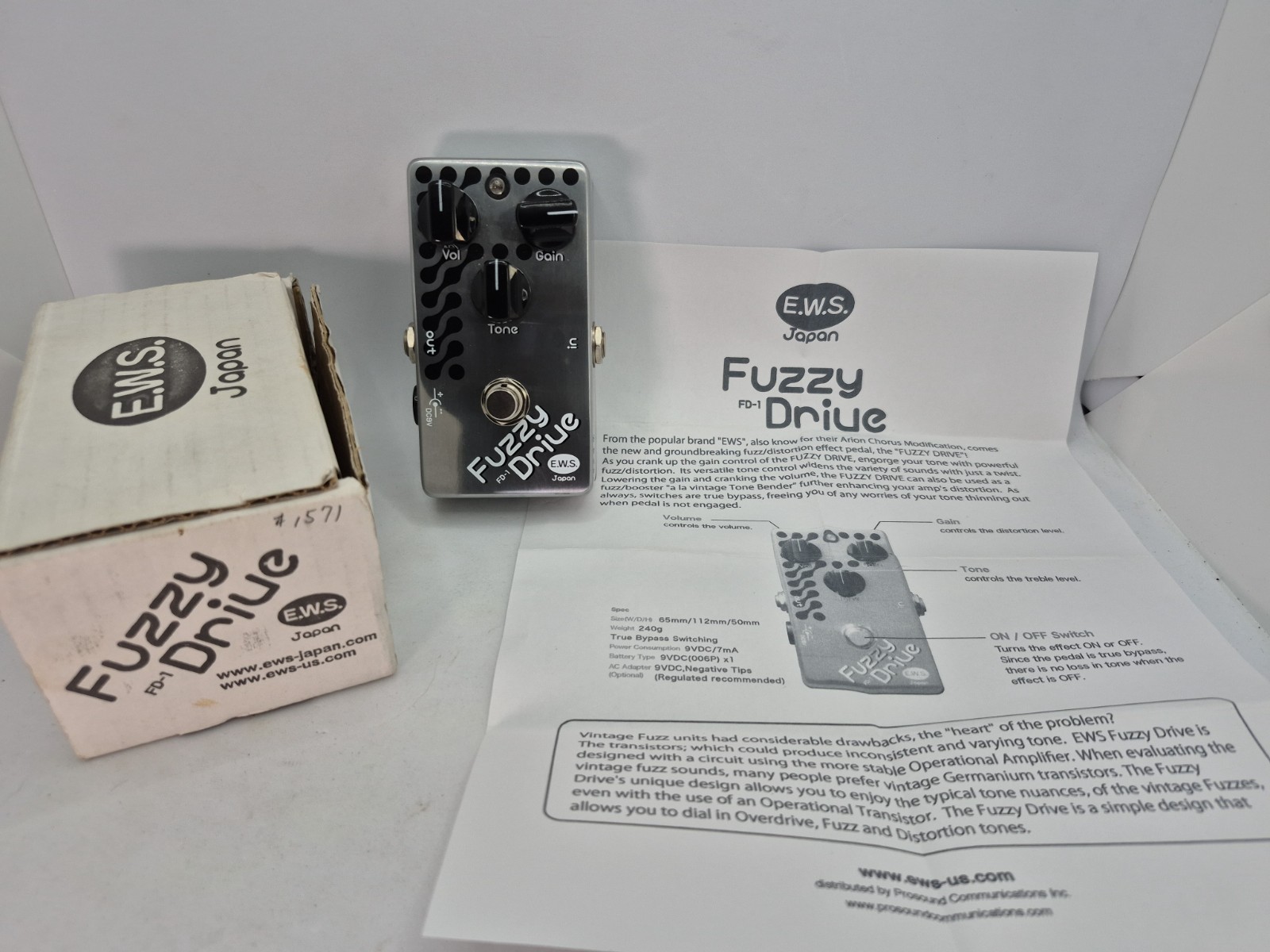 EWS FD-1 Fuzzy Drive Fuzz Distortion Guitar Effect Pedal MIJ Japan w Box Docs