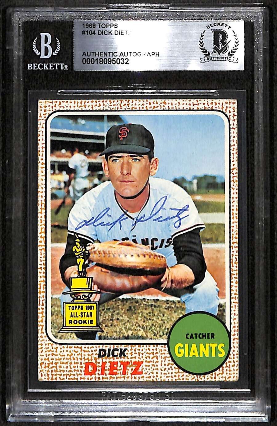1968 Topps 104 Dick Dietz  BGS Auto Autographed BAS Authentic C100491