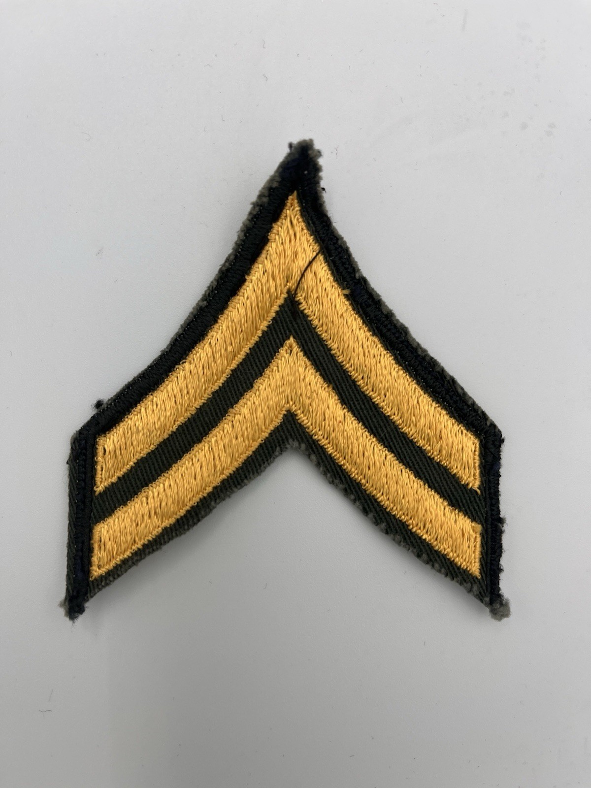 Vintage Issued US Army Corporal E-2 Rank Chevron Patch Gold on OD