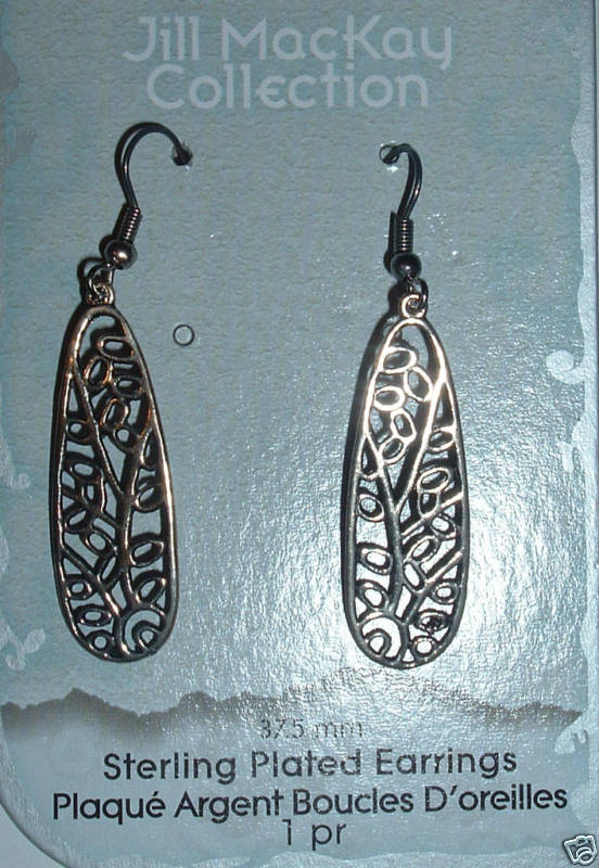Jill MacKay 37.5mm Silver Plated VINE Dangle EARRINGS