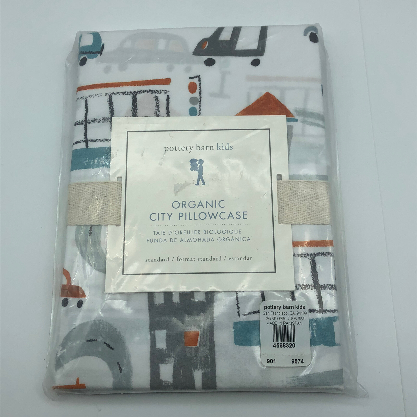 1 Pottery Barn Kids Organic City Standard Pillowcase Cars roadway print Sealed