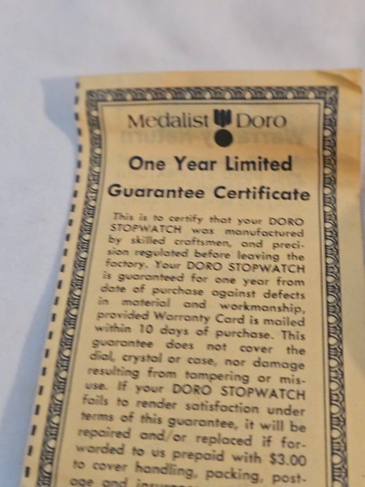 medalist doro stopwatch with papers works