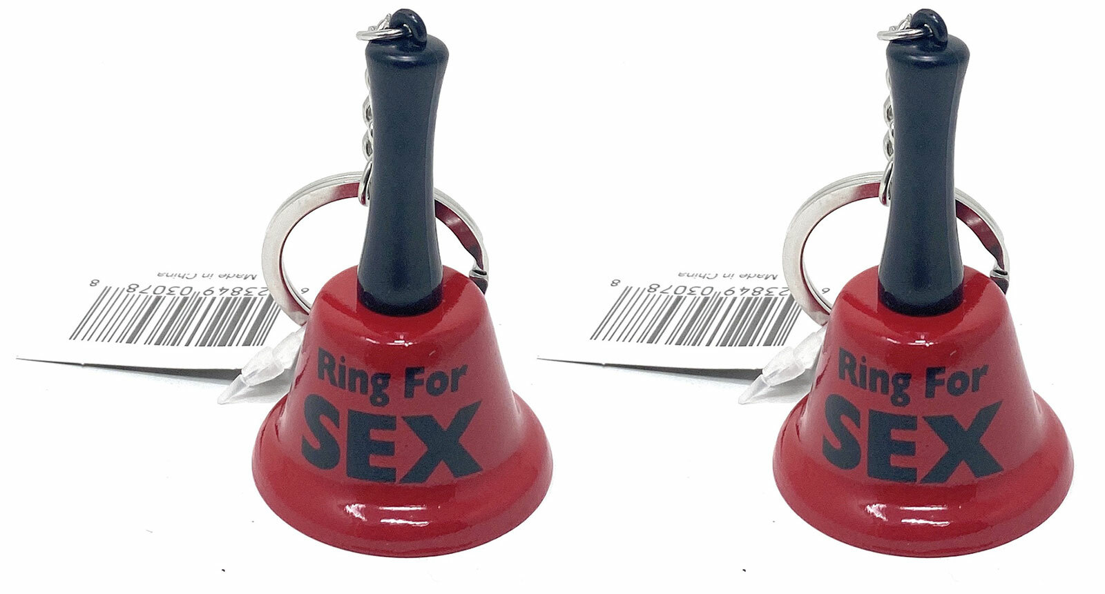 2 pc Novelty "Ring For Sex" Bell Keychain Steel Home Office Bedroom Party Gag
