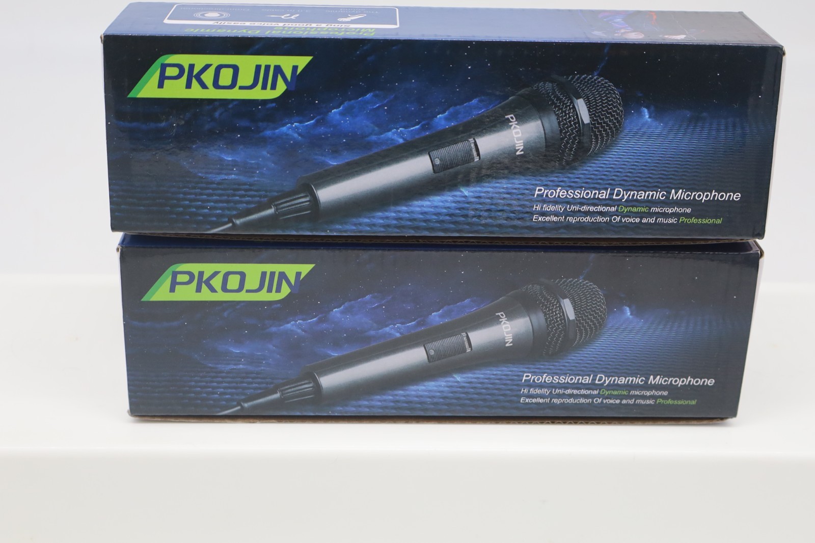 Lot of 2 NEW PKOJIN Wired Dynamic Karaoke Microphones 10' Cable 1/4" Plug
