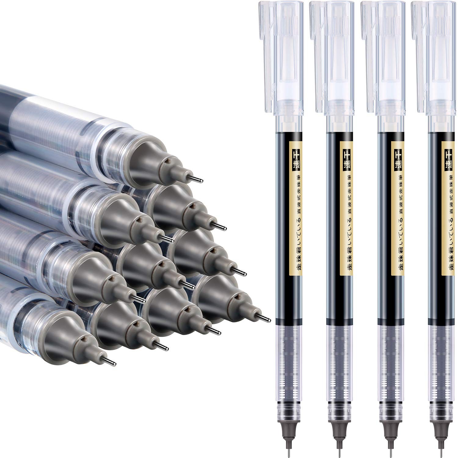 Frienda 12 Pieces Rolling Ball Pens 0.5 mm 12 Count (Pack of 1), Black