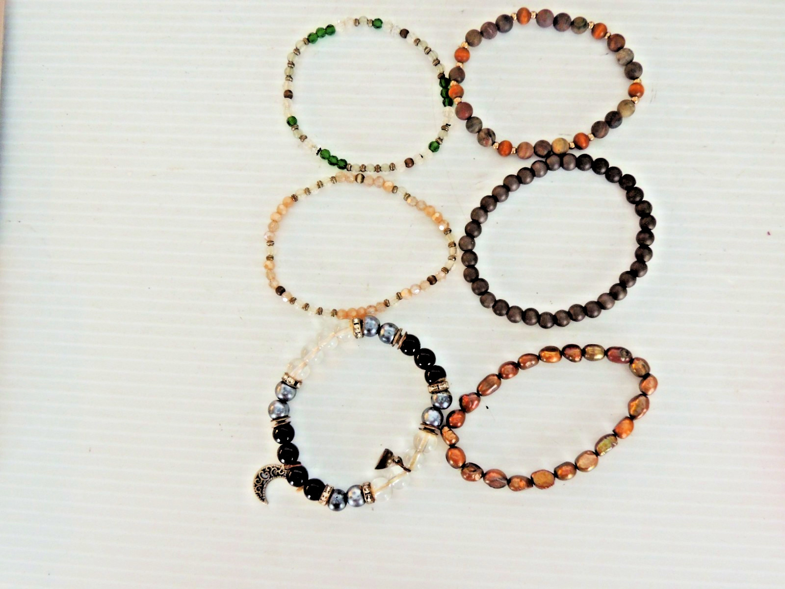Bead Bracelets Set Of 6 Colorful Stretch Handmade