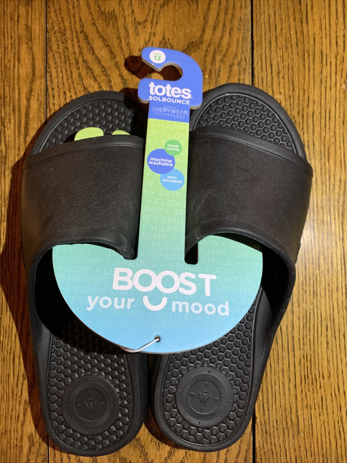 Men’s SZ 12 Boost Your Mind Totes SolBounce Black Slides