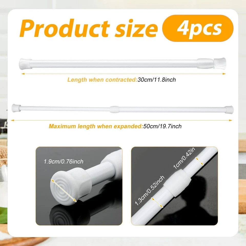 4Pcs Window Security Bars, 11.8-19.7 Inch Adjustable Sliding Door Security Lock