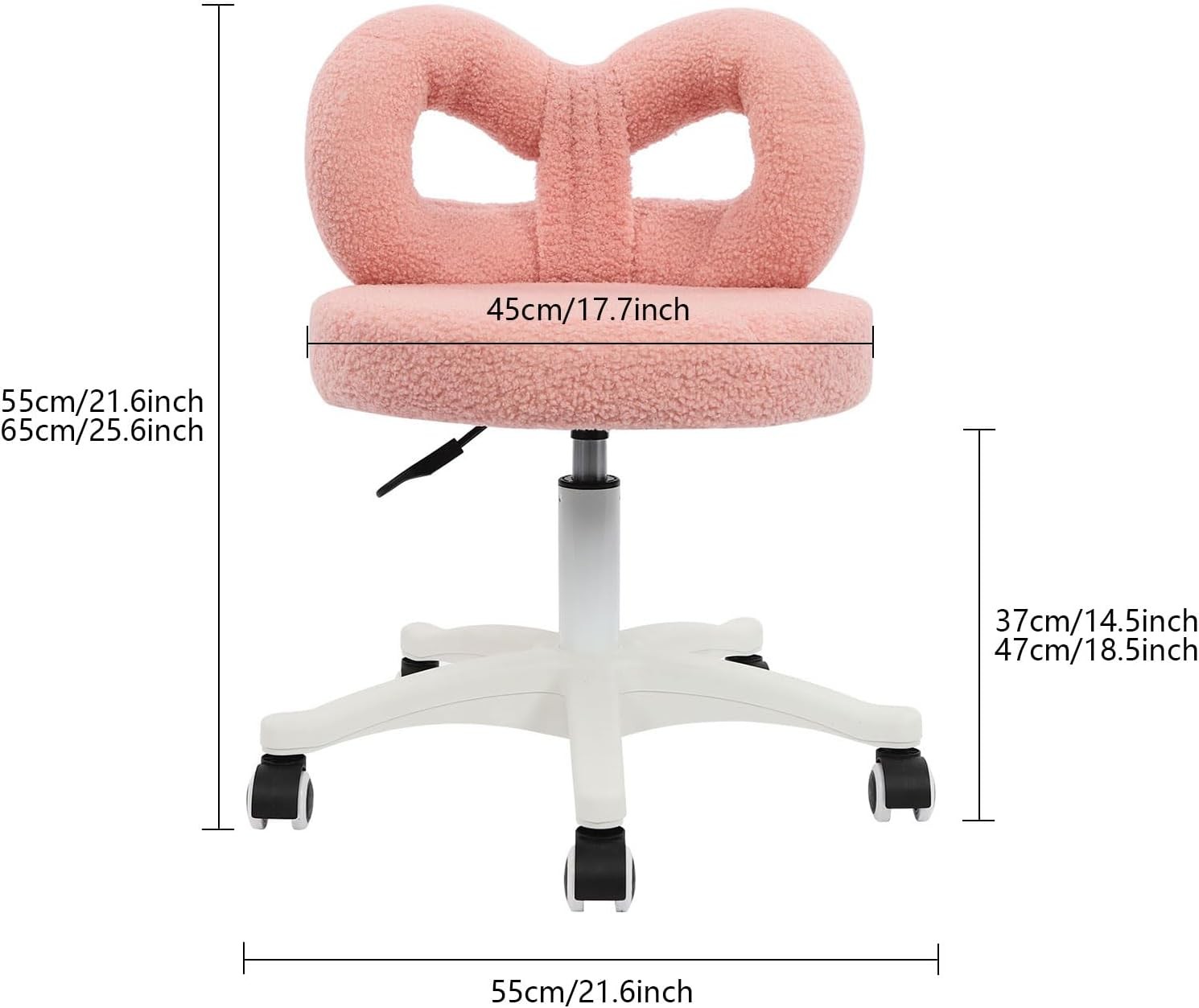 360�� Pink Swivel Computer Chair Height Adjustable Chairs with Wheels and Back