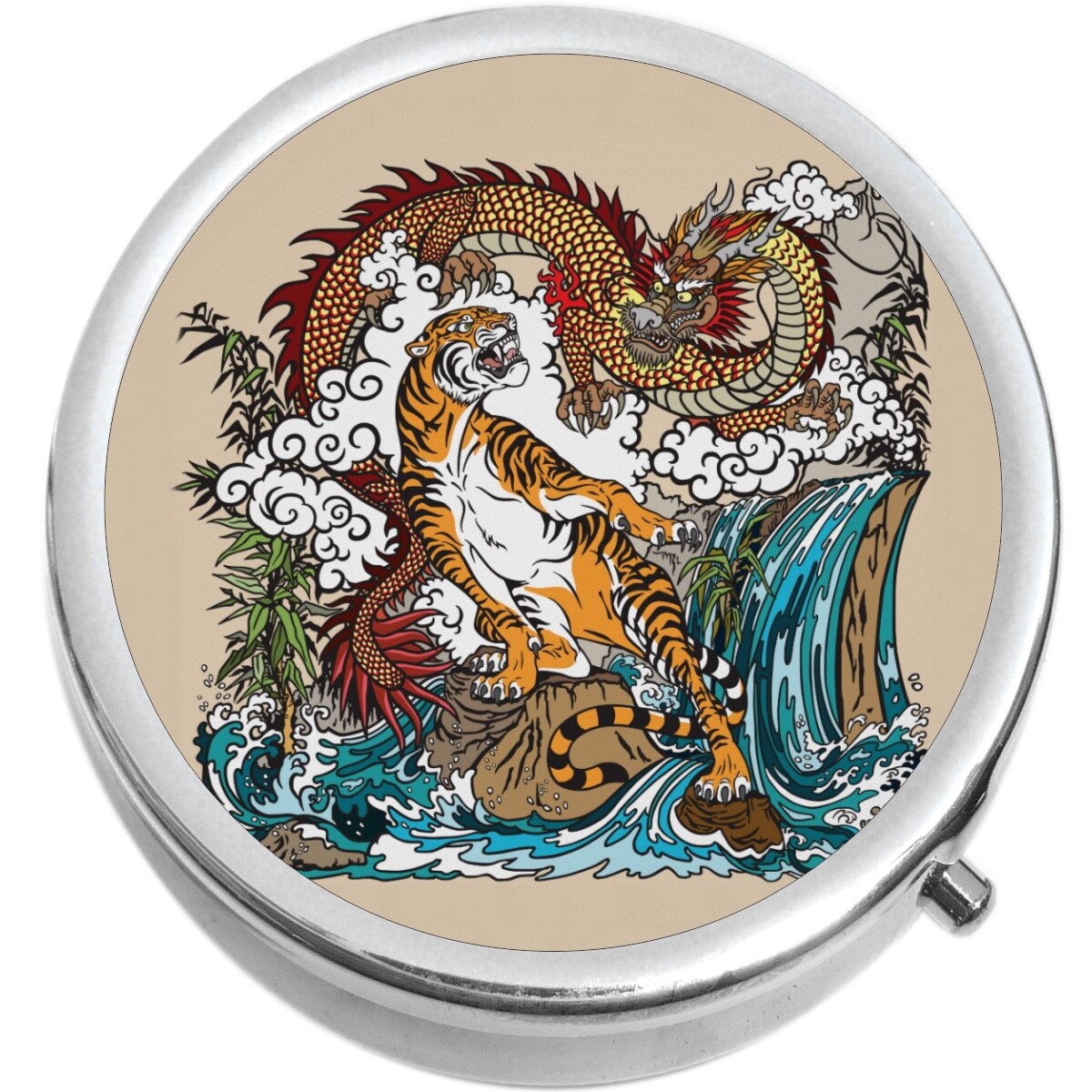 Japanese Dragon and Tiger  Medicine Pill Box