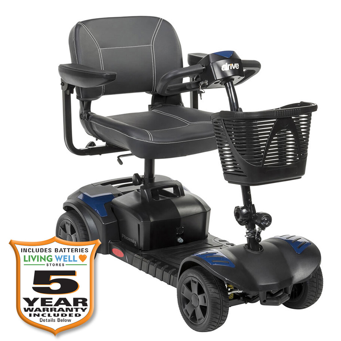 Drive Medical Phoenix LT4-Wheel Heavy Duty Transportable Scooter