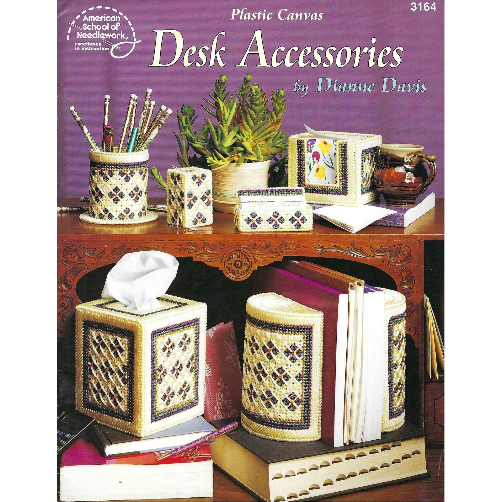 Desk Accessories Plastic Canvas Pattern Book American School #3164