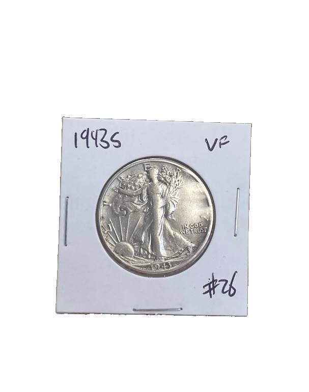 1943-S Walking Liberty Half Dollar 50C San Francisco Business Strike 90% Silver