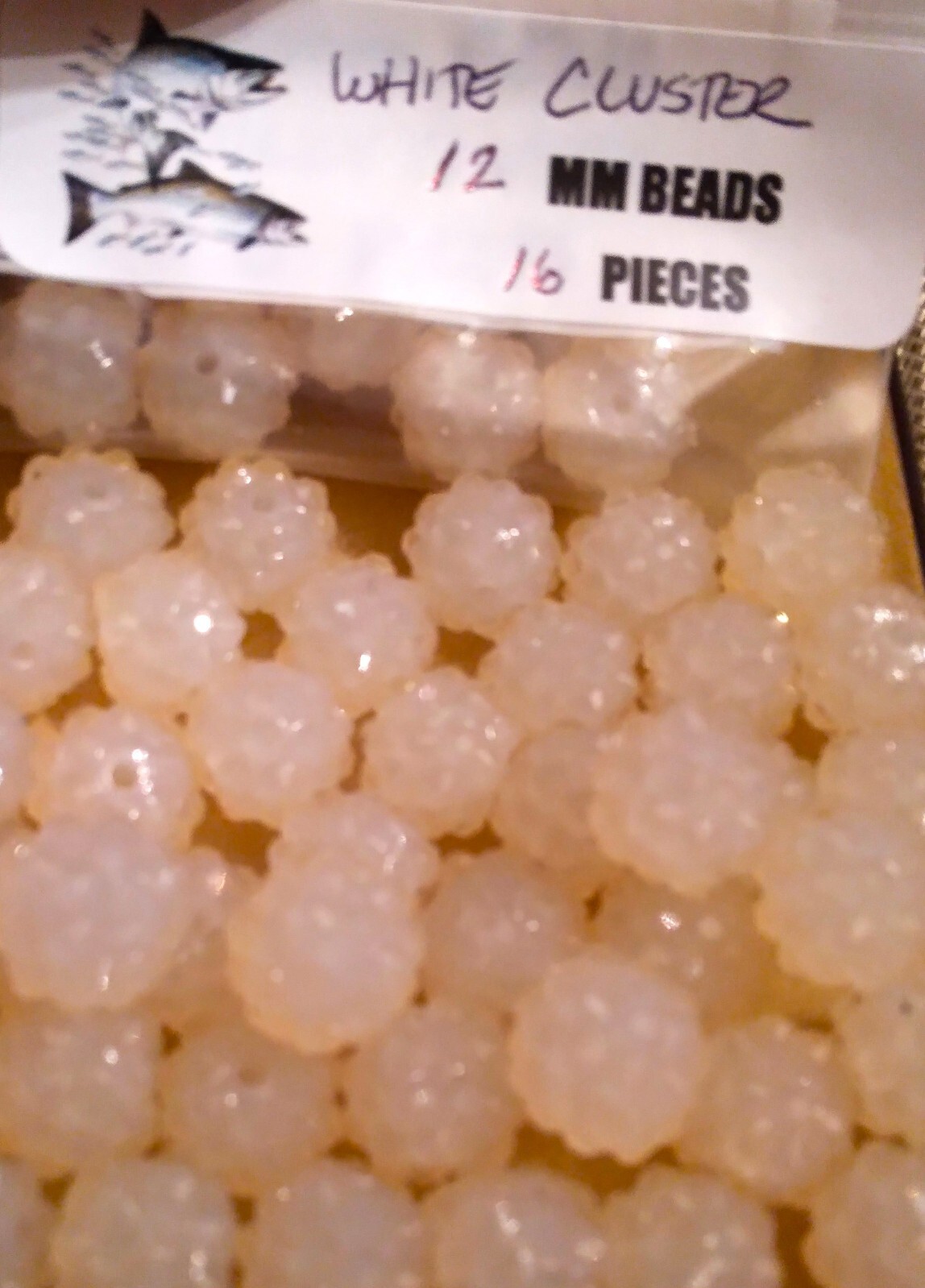 Fly Fishing Premium Trout/Salmon/Steelhead Milky White Cluster beads 12mm 16ct