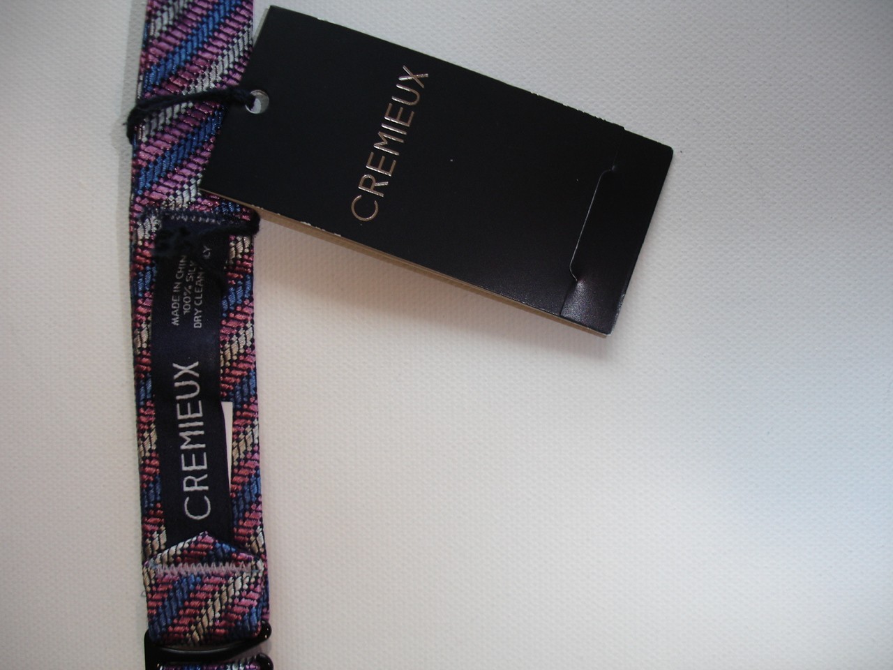 New DANIEL CREMIEUX Adjustable 100% Silk Bow Tie Bowtie Stripes Pattern NWT