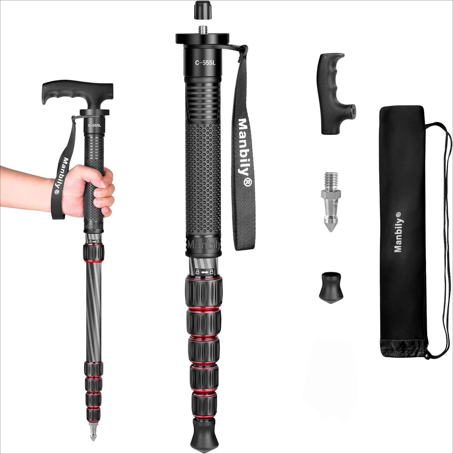 Manbily Portable Monopod Lightweight Portable Monopod 6-Section Camera Stand US