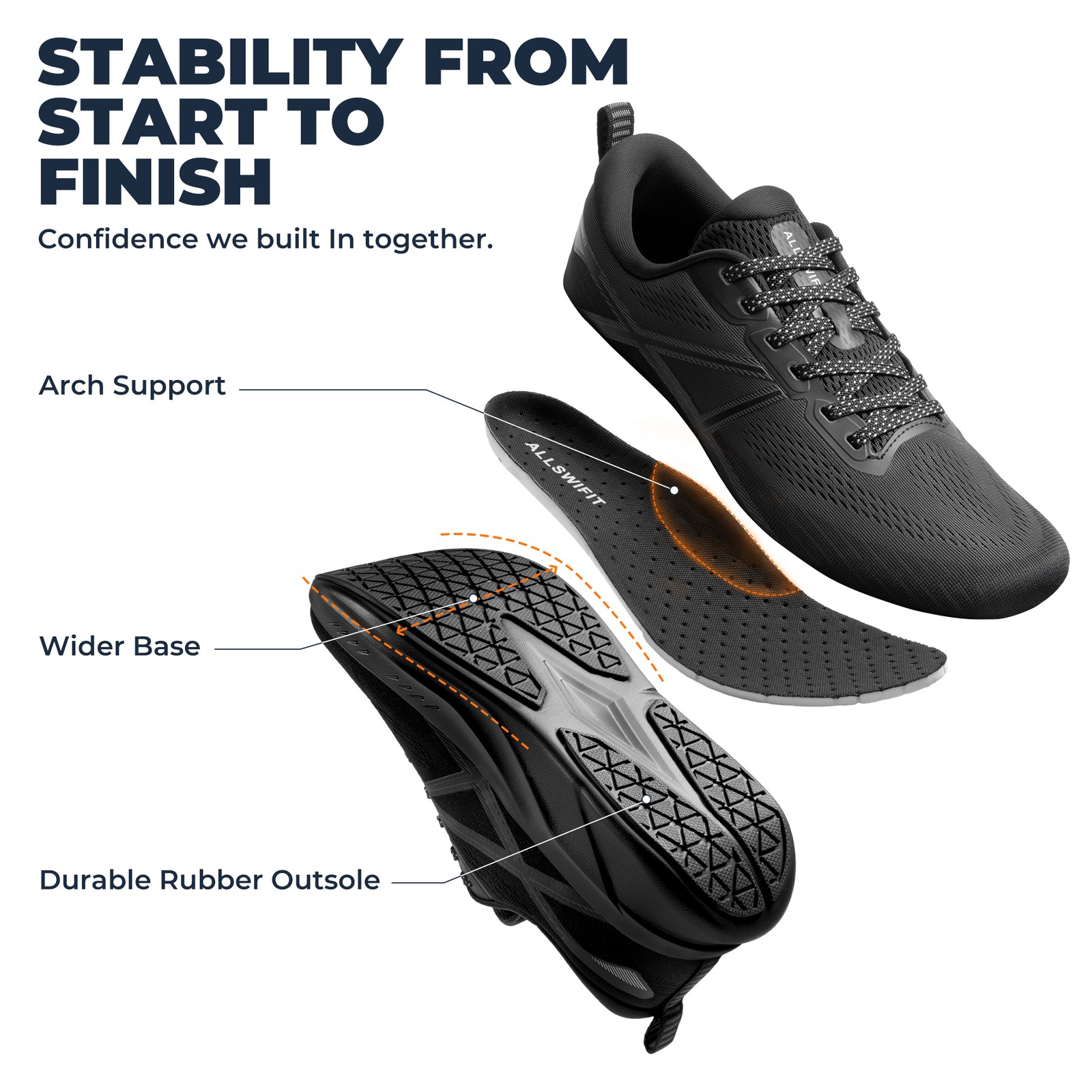 Men's Athletic Arch Support Walking Sneakers Comfortable Tennis Running Shoes
