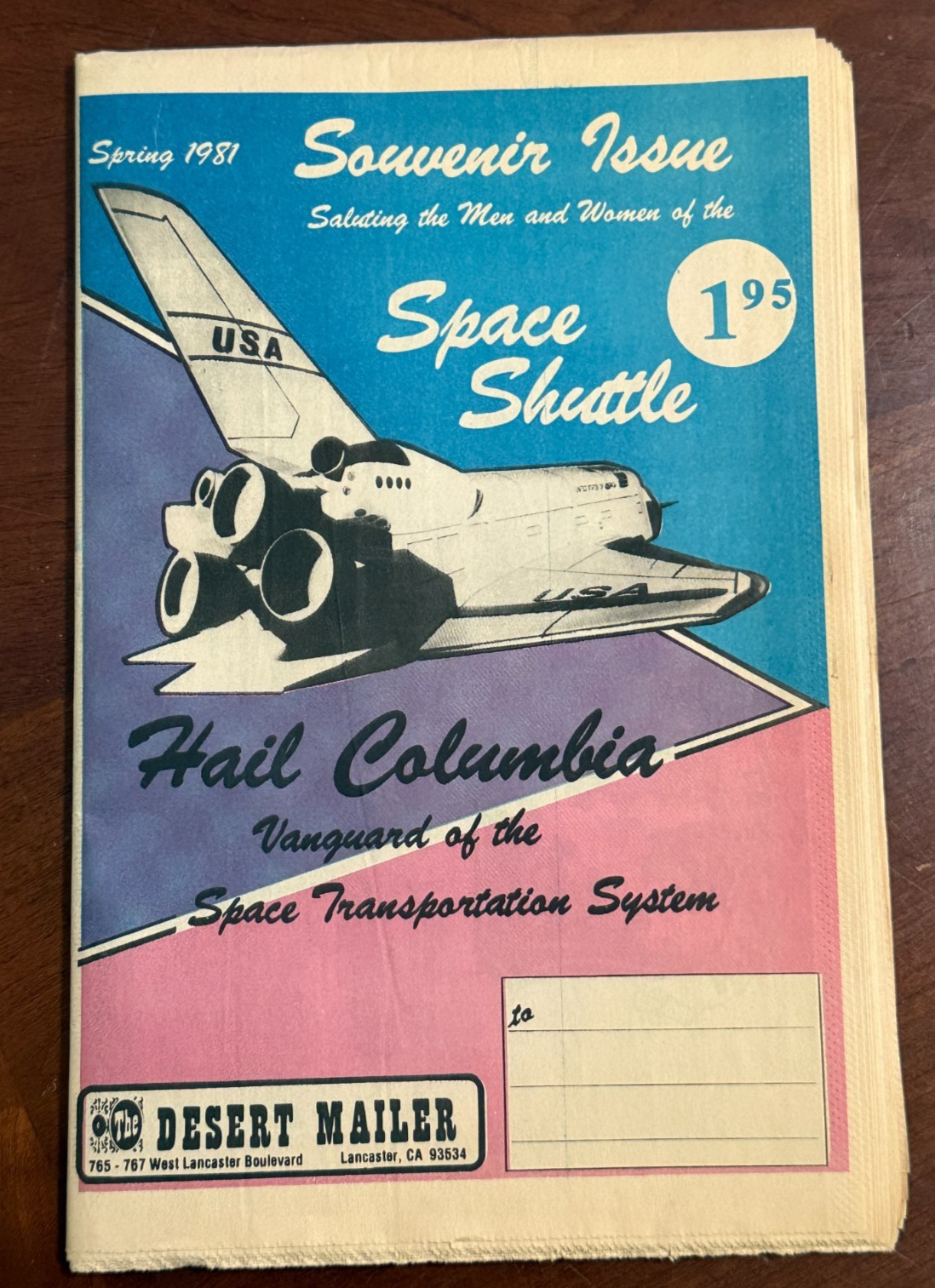 1981 Souvenir Issue Space Shuttle Desert Mailer Newspaper Columbia STS-1