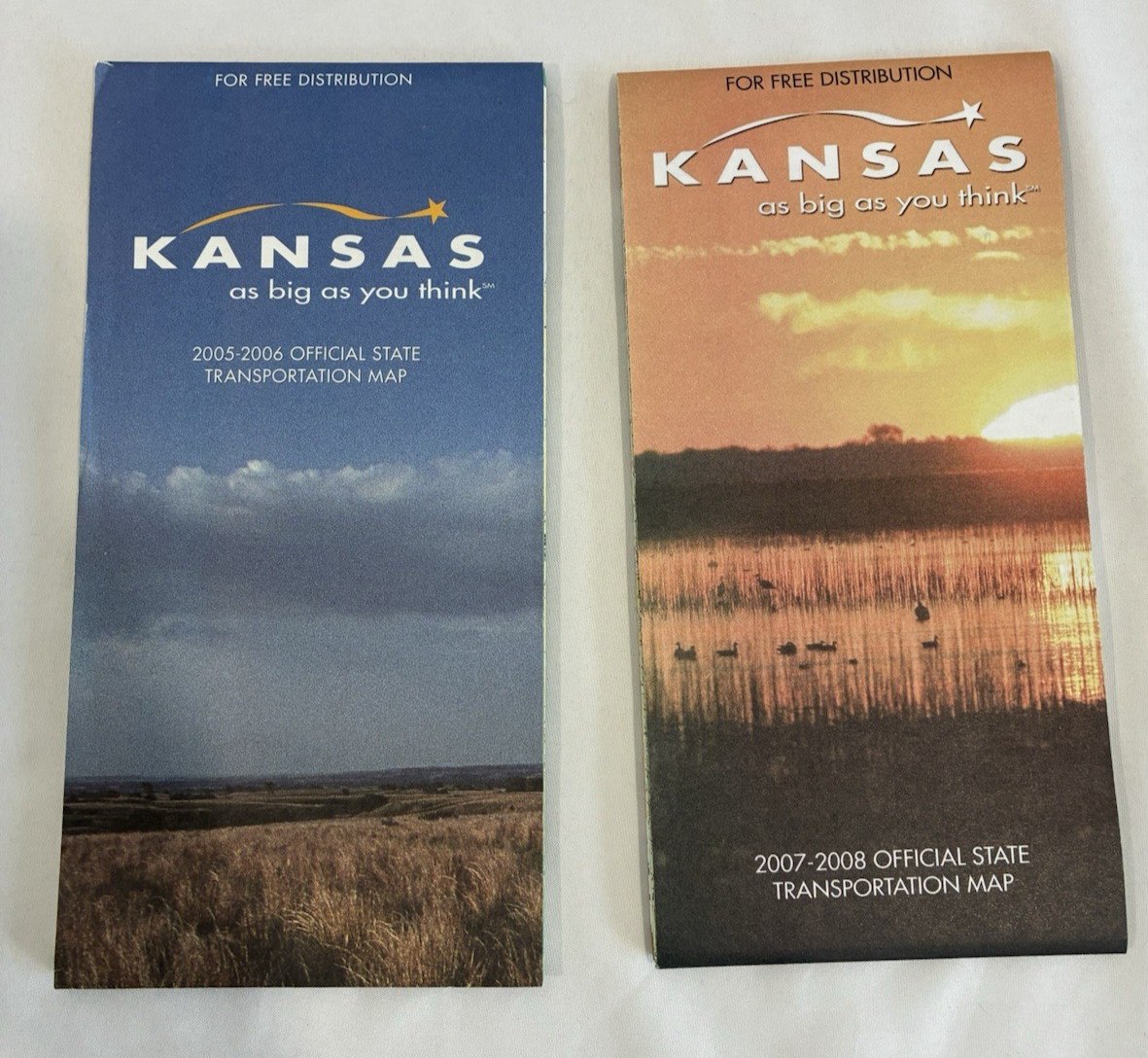 Lot of 2 Kansas 2005-2008 Official State Highway Transportation Maps