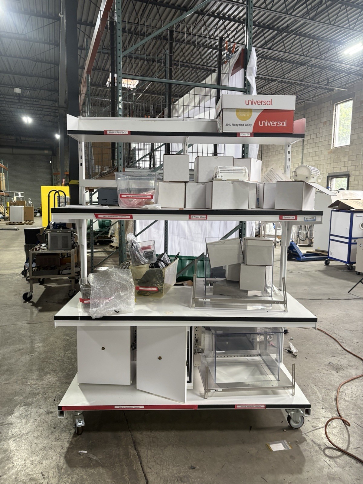 Heavy Duty Mobile Lab Workbench with Storage Shelves & Casters Indus Commercial