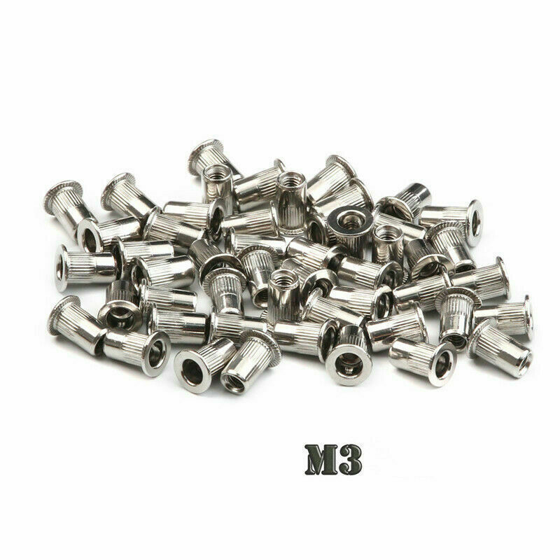 150PCS Stainless Steel Flat Head Threaded Rivet Nuts Blind Nutserts Kit M3-M8