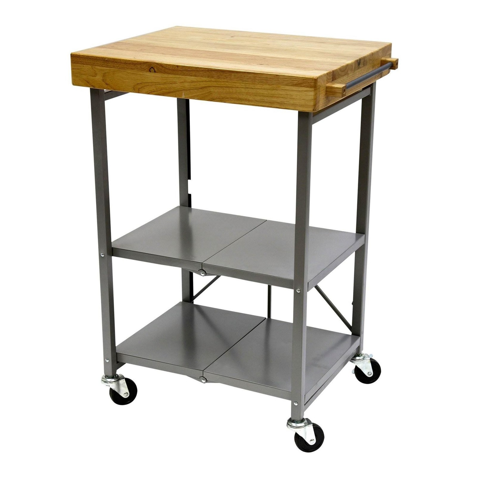 Origami Foldable Kitchen Island Cart, Rolling Storage Table Organizer with Wh...