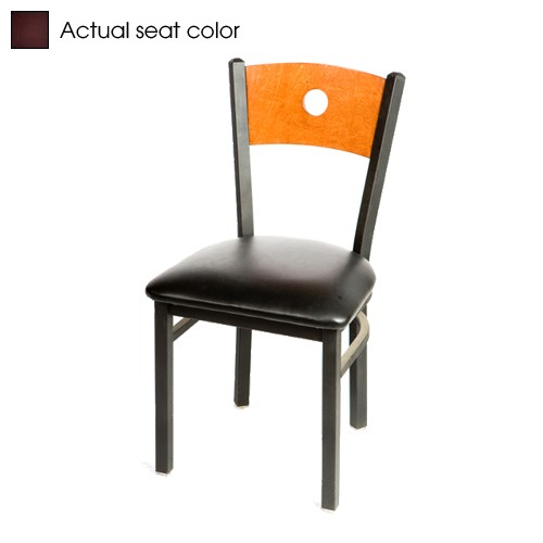 Oak Street Mfg Bull'seye Cherry Wood Back Chair w/Wine Vinyl Seat