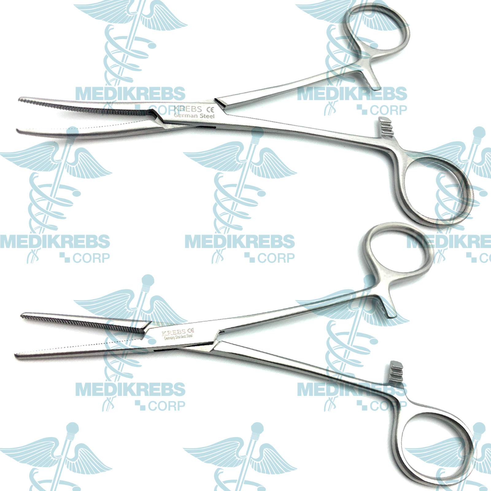 2 Pcs Crile Rankin Hemostatic Forceps Curved & Straight 14 cm OR Grade Instrumen