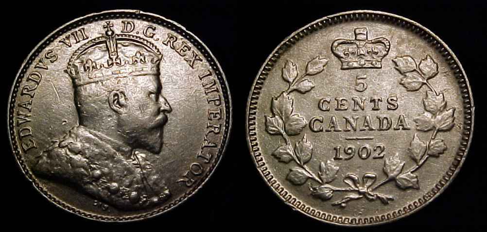 CANADA 1902 Silver Five Cents XF+