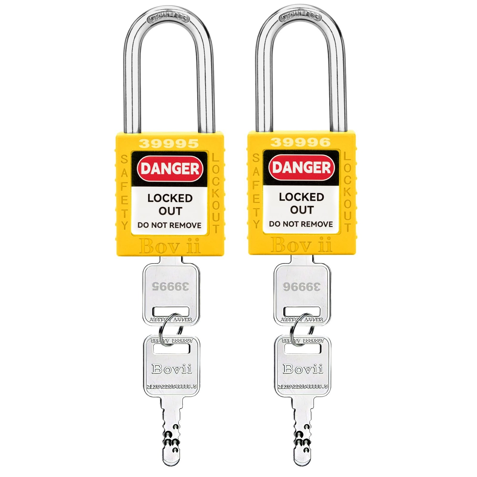 Lockout Tagout Locks Set, 2 Yellow Lockout Tagout Safety Padlocks Keyed Diffe...