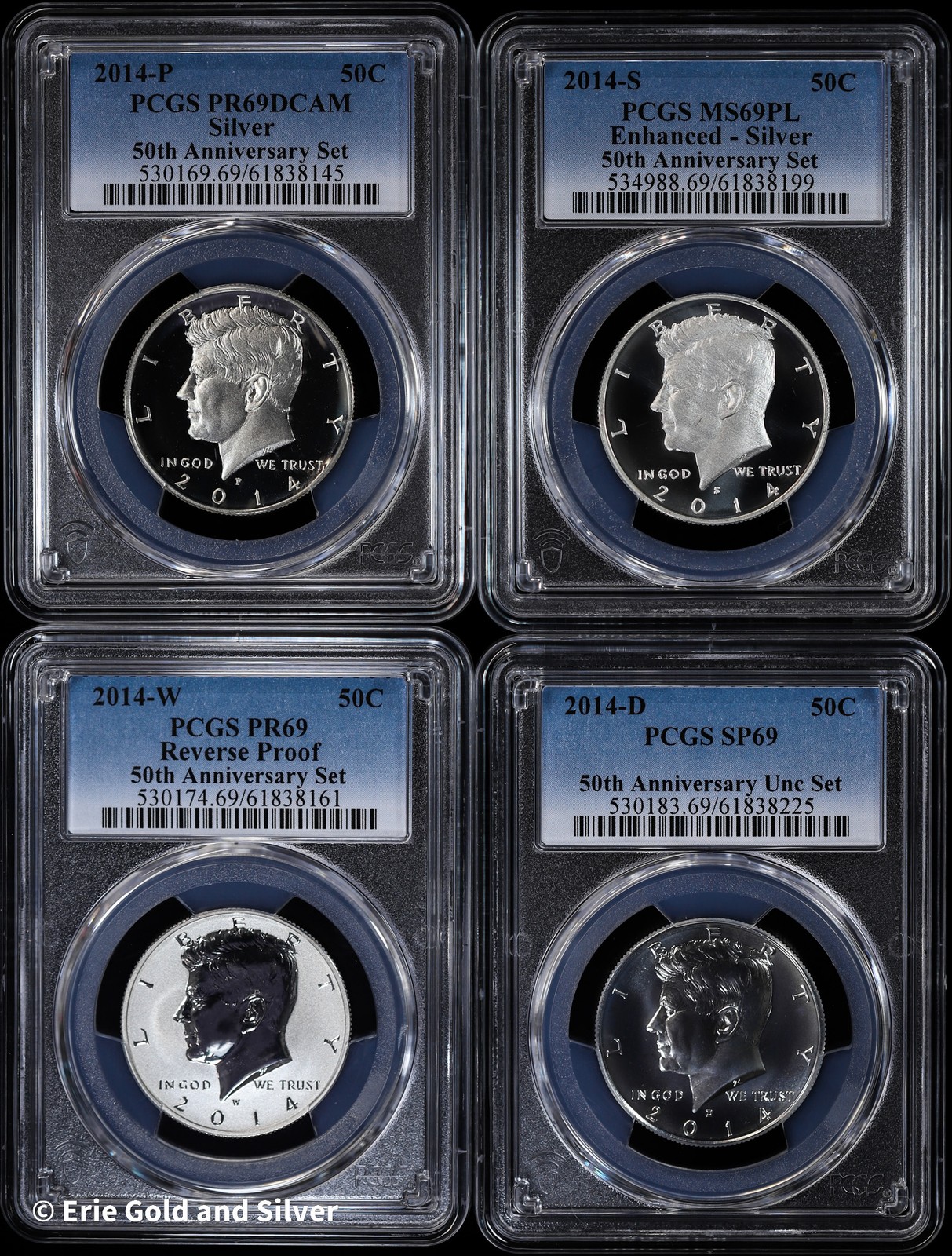 2014 50C Kennedy Half Dollar 50th Anniversary Set PCGS MS 69
