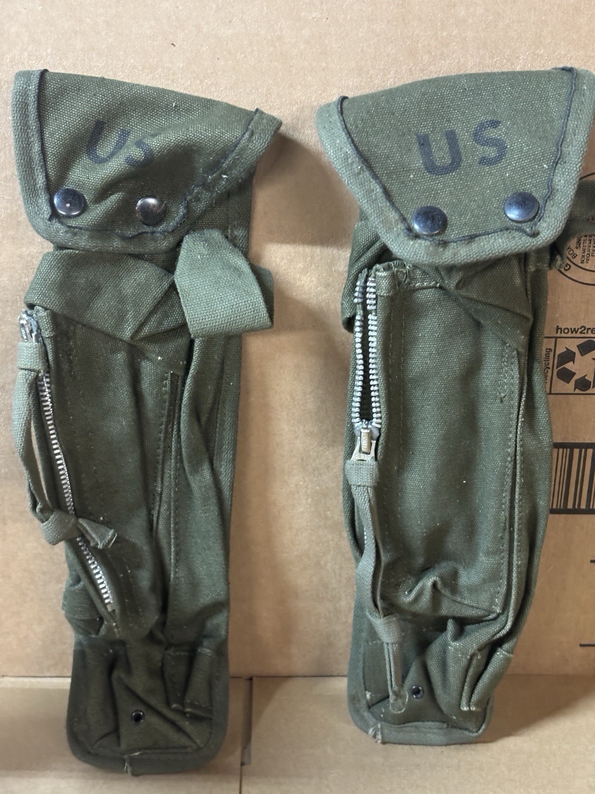 USGI Vietnam XM3 Bipod Case 3rd Pattern 1969 Dated Lot of 2