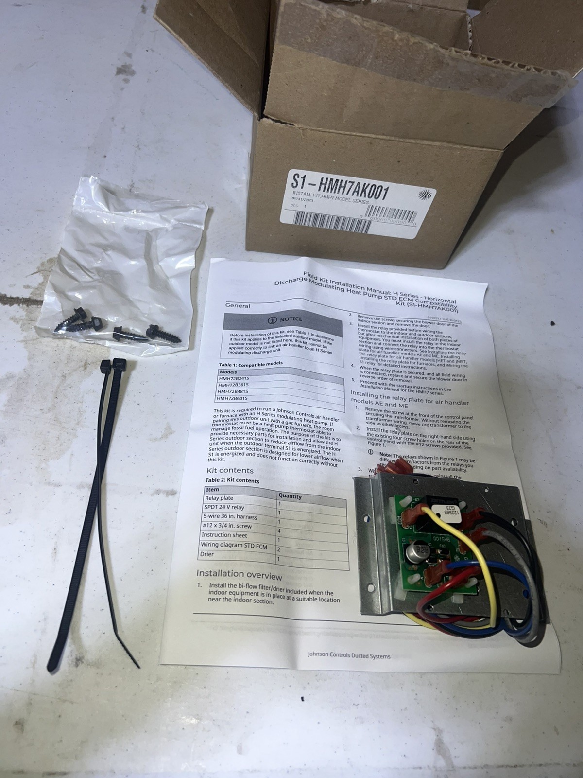 Johnson Controls S1-HMH7AK001 Install Kit HMH7 Model Series OEM