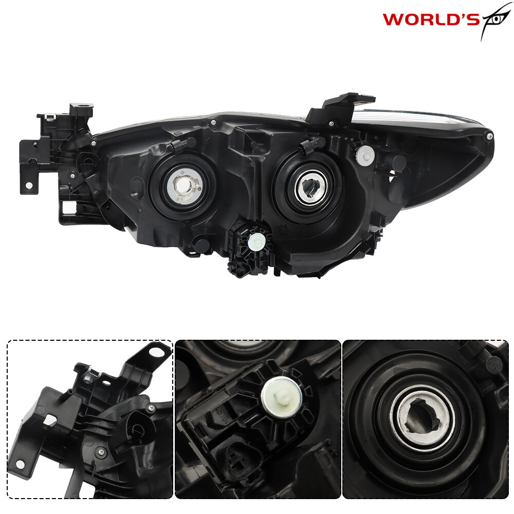 Right+Left Headlight For Mazda 6 2014 15 16 2017 Black Housing Projector Halogen
