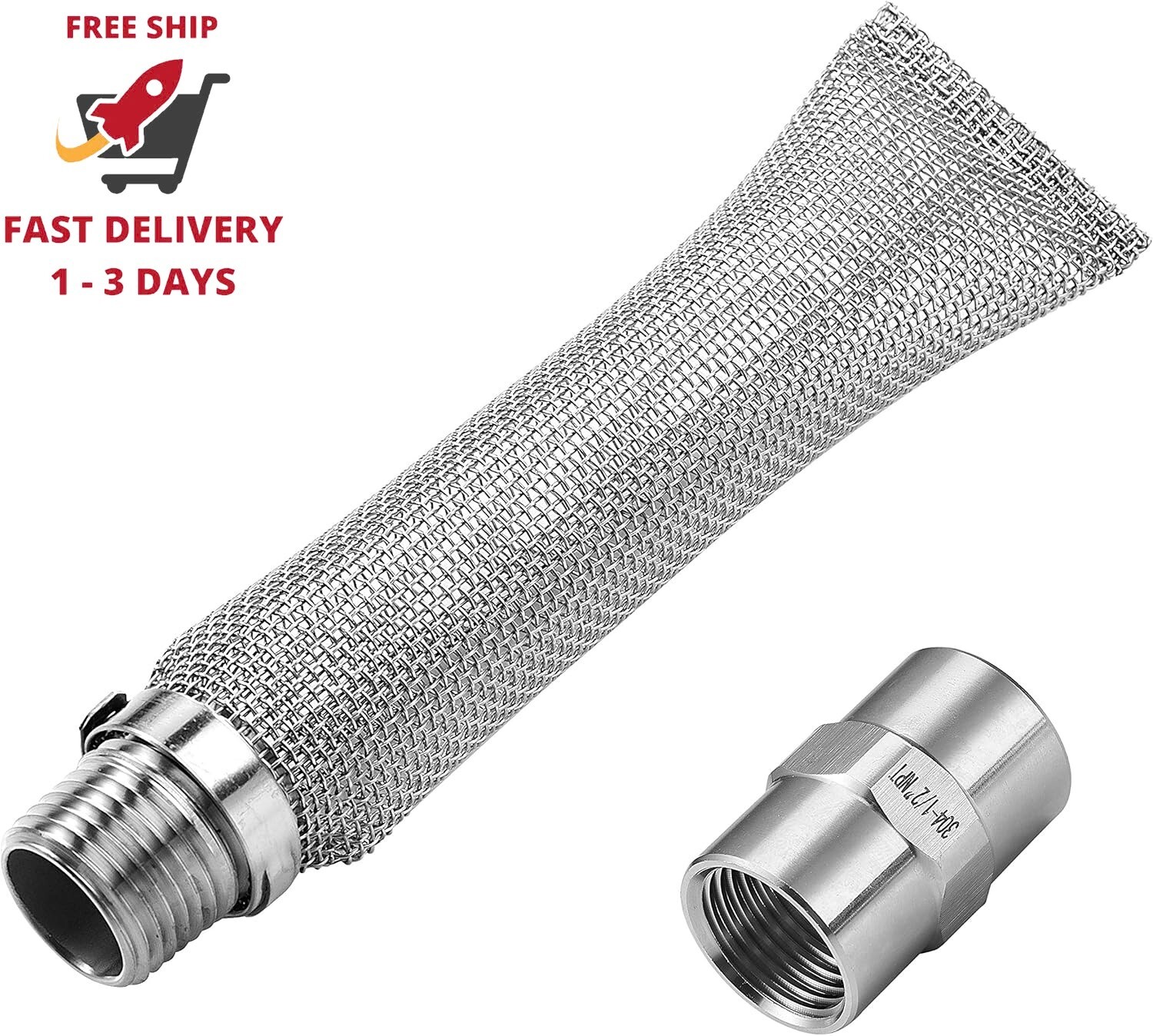 Filtro de cerveza reutilizable de acero inoxidable 304 de 6 pulgadas (1/2" NPT)