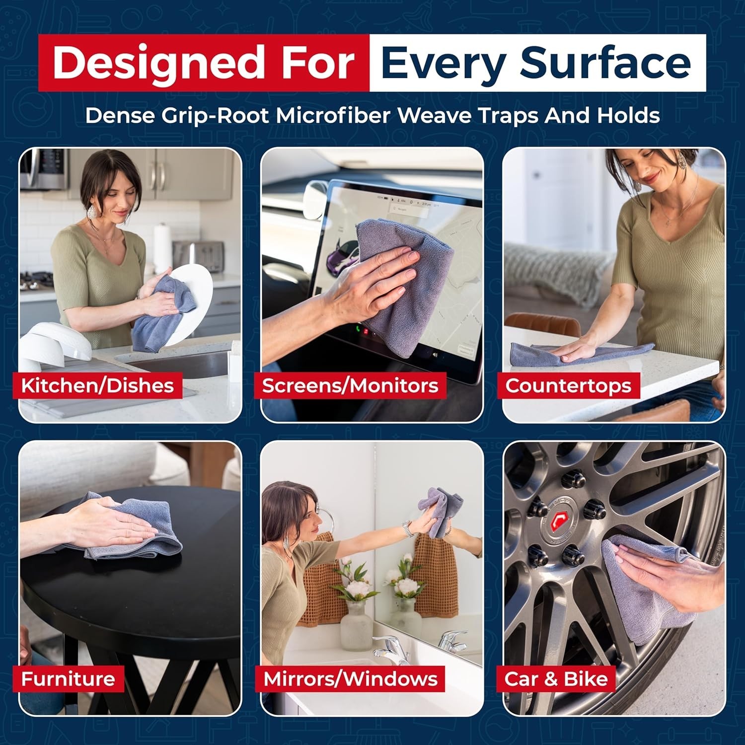 Rapid Dry Microfiber Cleaning Cloths 12.5"x12.5" - 100 Pcs