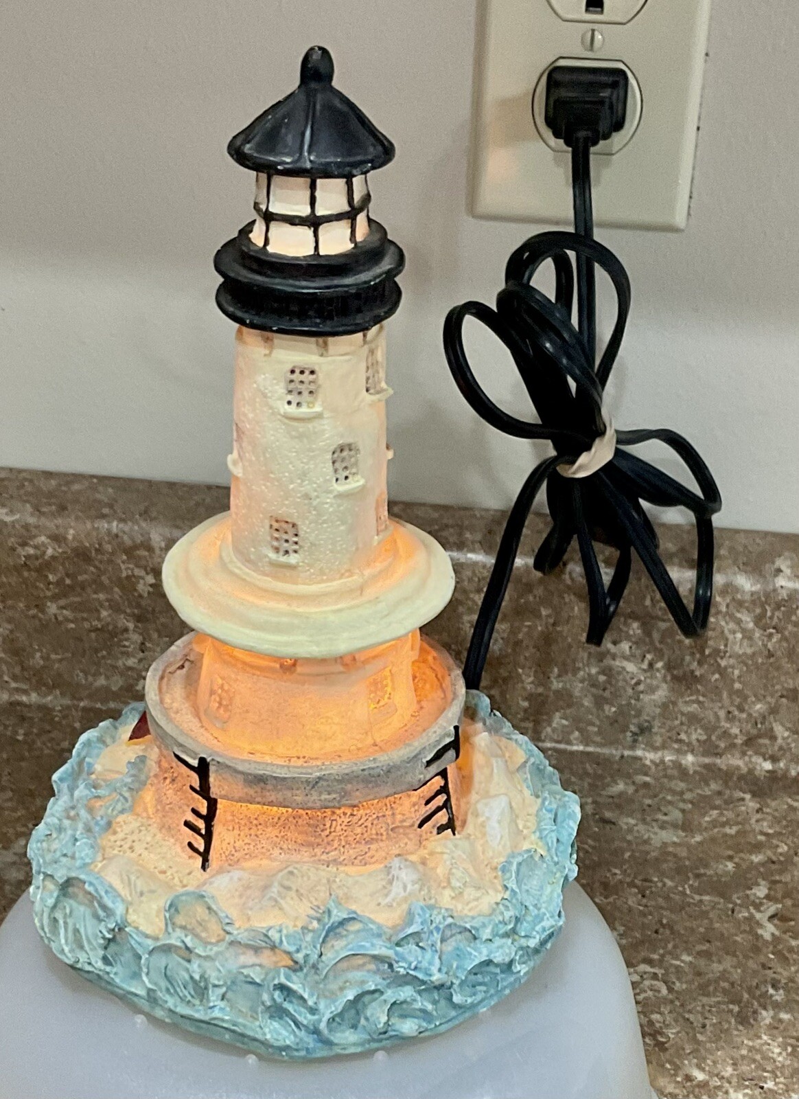 Ceramic Table-Top Lighted Nautical Lighthouse - Tested in Working Condition