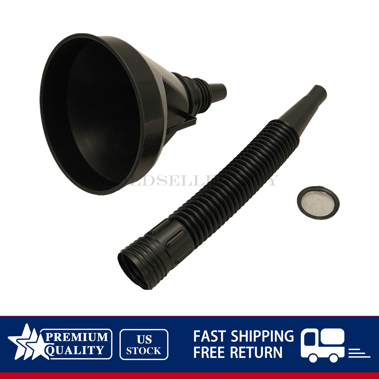 Flexible Large Funnel Oil Water Gas Fuel Spout Funnel For Car Motorcycle Boat US