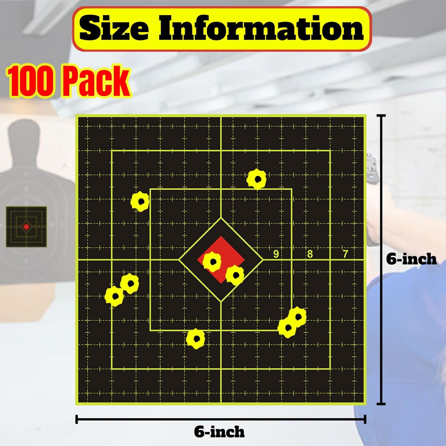 6 Inch 100 Pack Splatter Targets, Adhesive Shooting Target Stickers with Yellow
