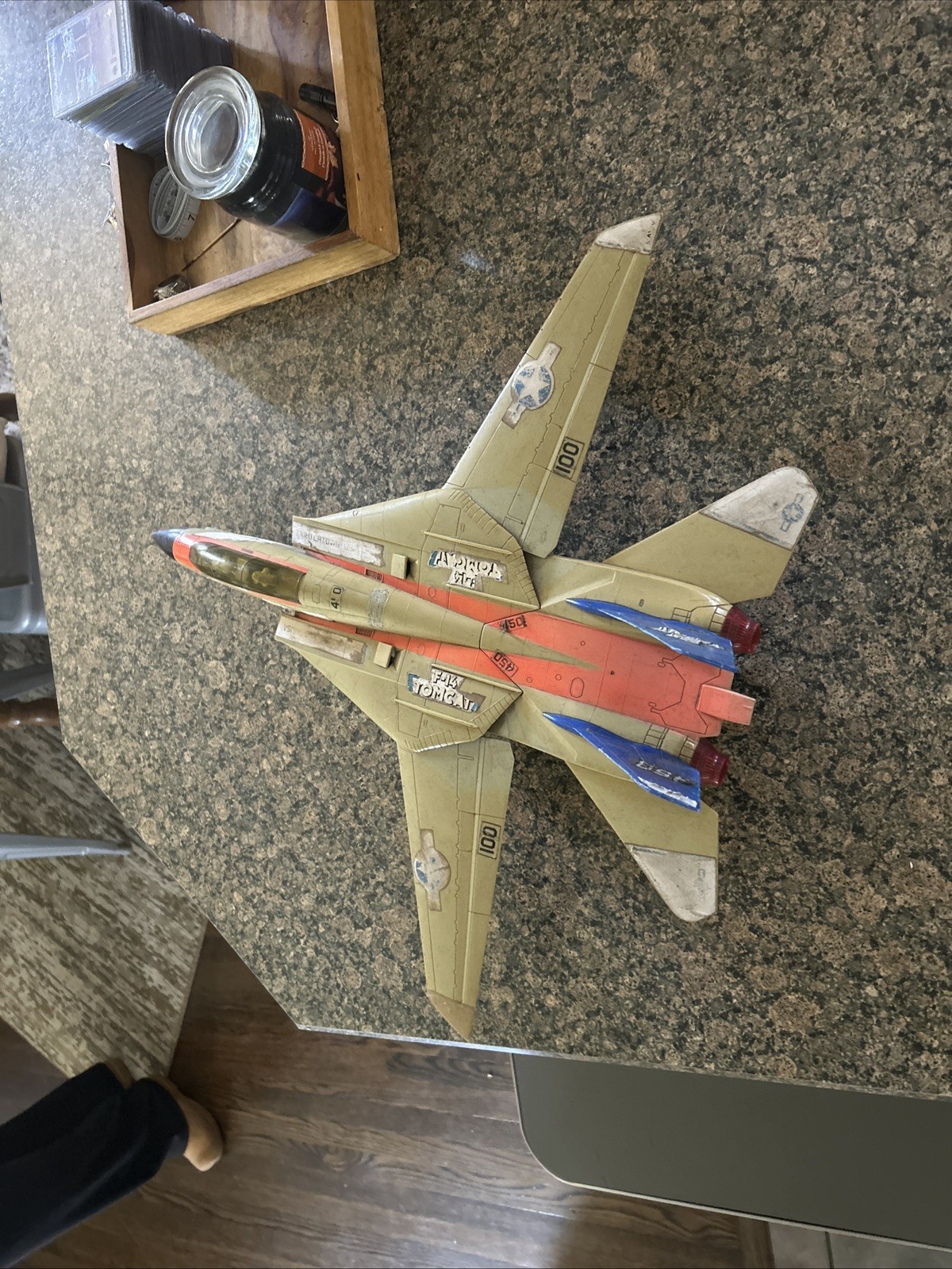 Vintage 1990 New Bright F-14 Tomcat Airplane Fighter 4 Parts or Restoration