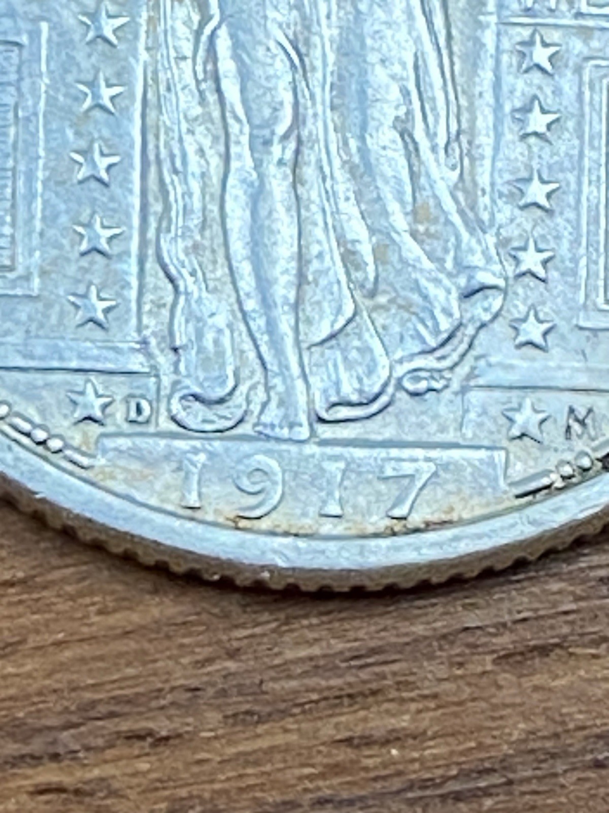 1917 Type 1 D Standing Liberty Silver Quarter 25C