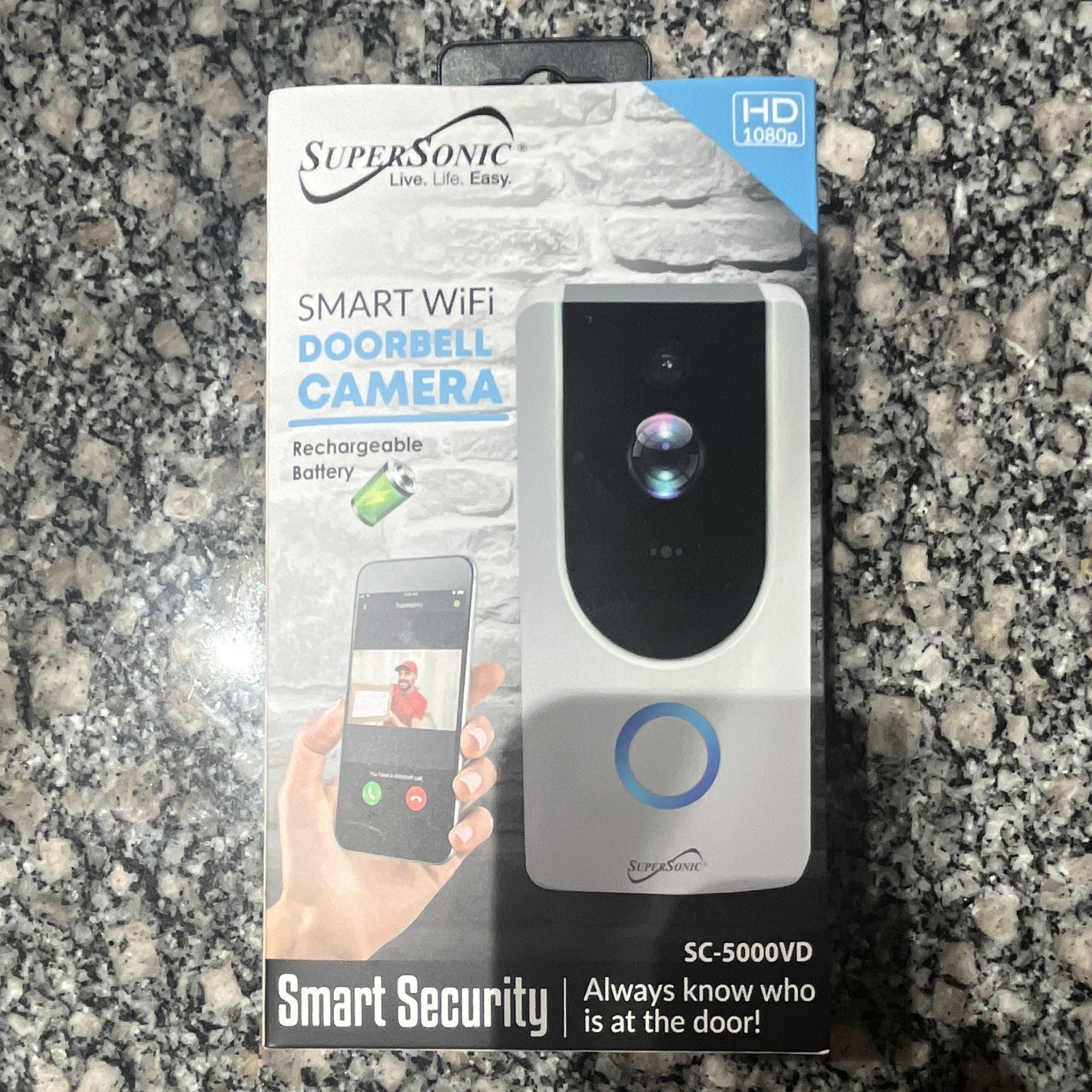 Supersonic Wi-Fi Doorbell Camera 1080p HD Video Battery Powered SC-5000VD