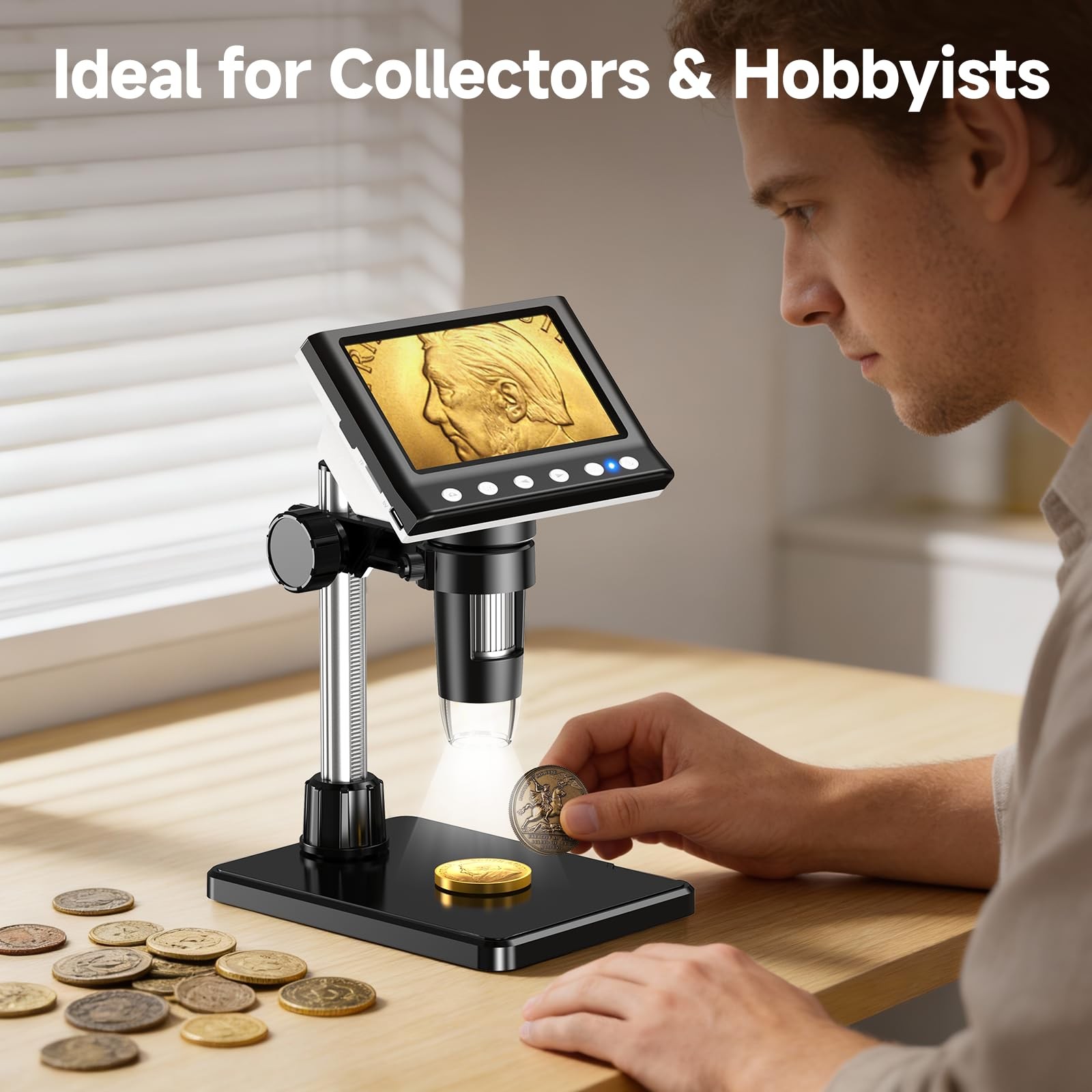 4.3" Coin Microscope Digital Microscope for Collectors 1980P HD Error Coin Ma...