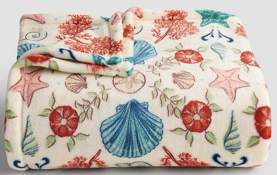 SHELLS N CORAL Ocean Seahorse 5x6 ft Oversized THROW BLANKET The Big One® NEW!