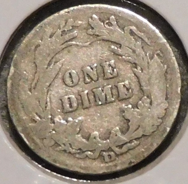 Silver Dime - Barber - 1908-D (Two light scratches on obv.) [636]