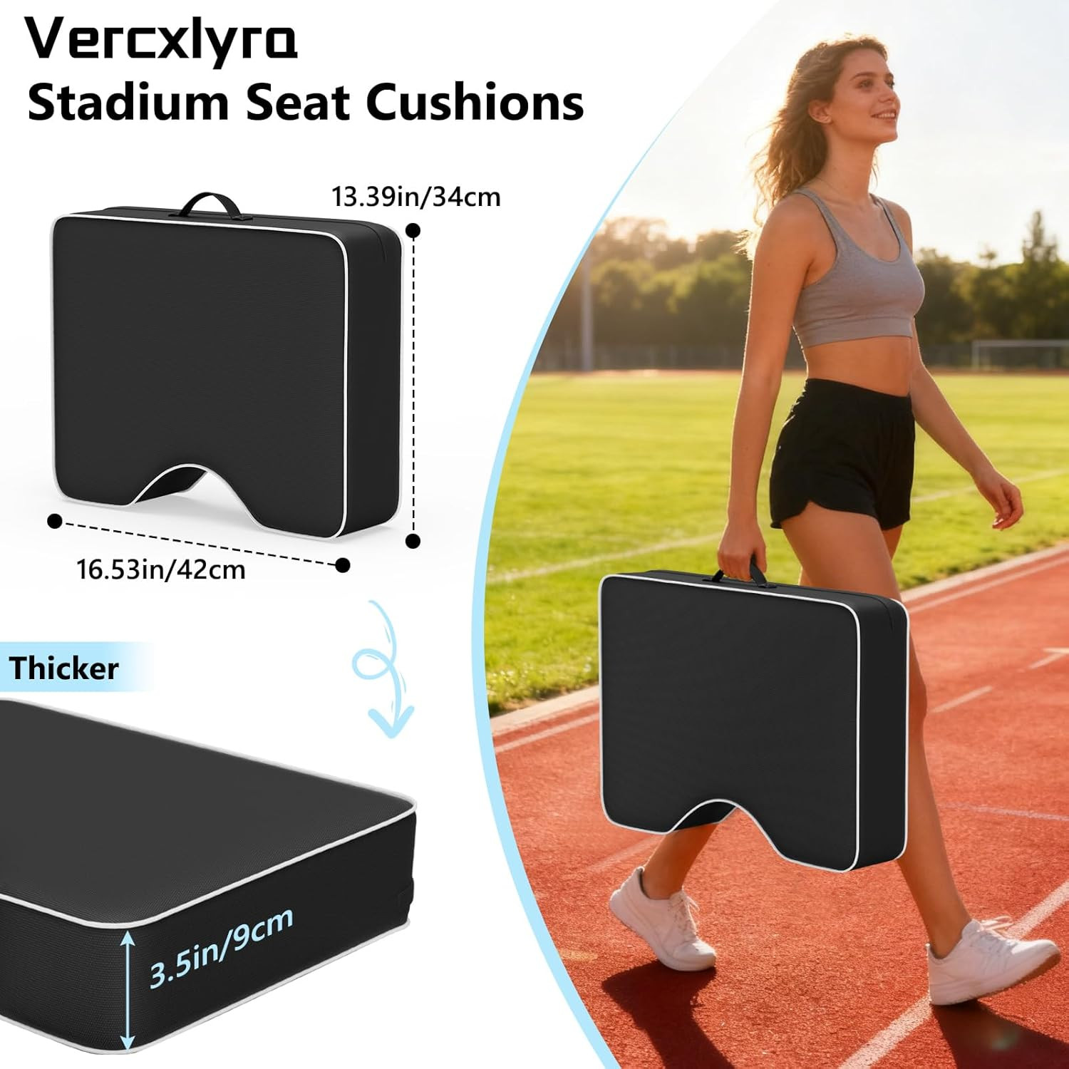 Stadium Seat Cushions Waterproof, Extra Thick 3.5" Portable Bleacher Seat Cushio